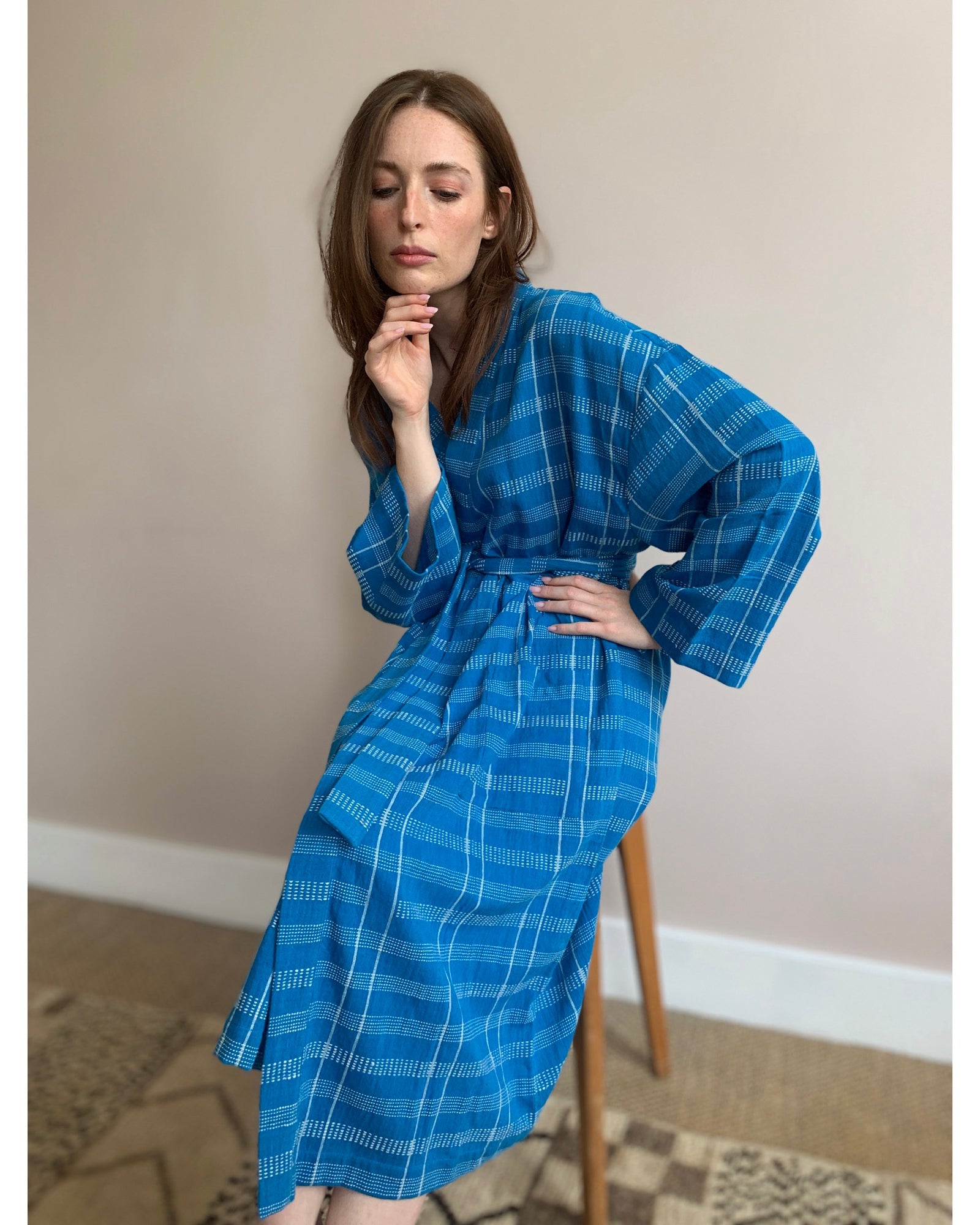 noa dressing gown | ocean