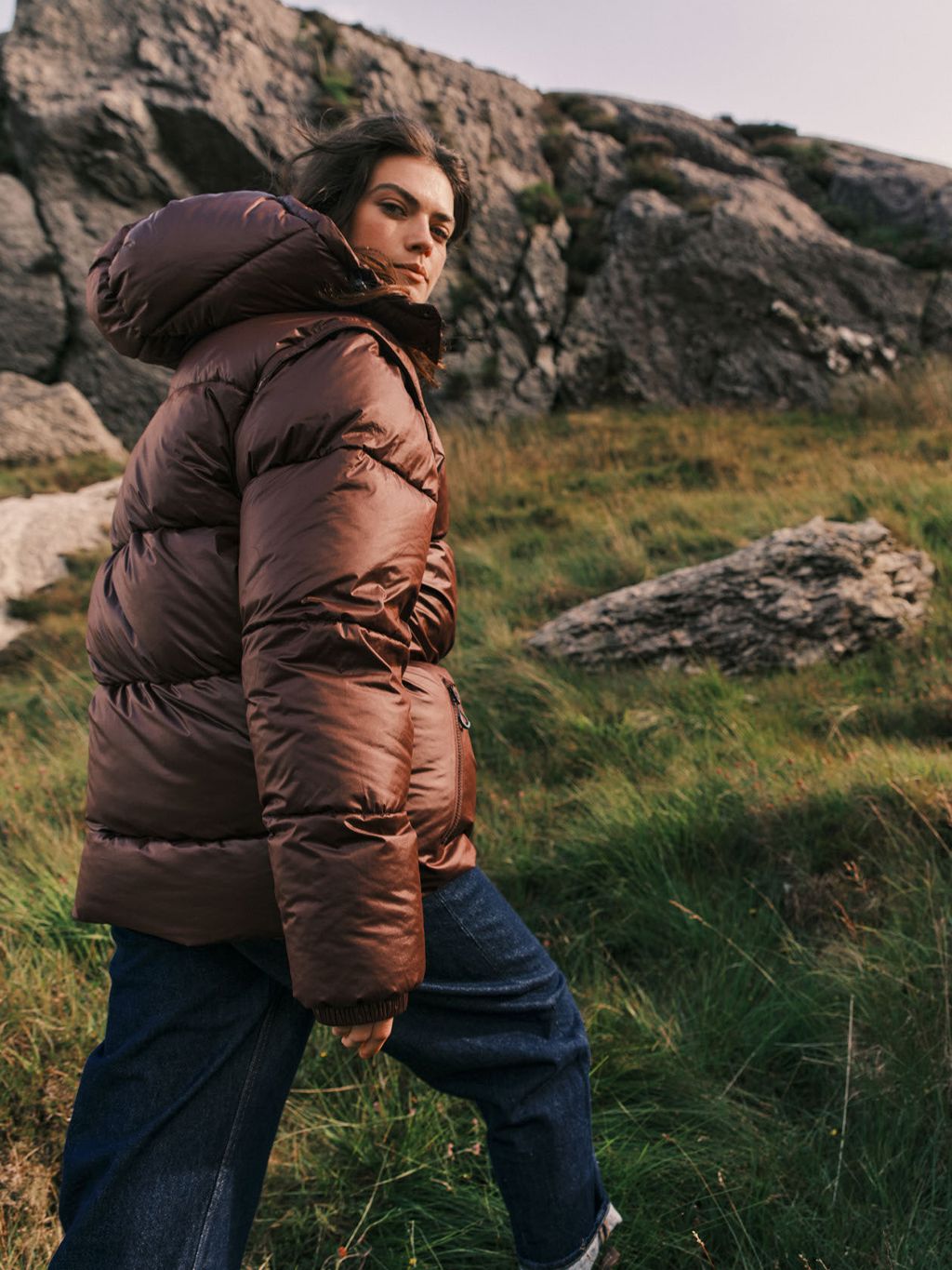 Orkney Multiway Detachable Sleeves Puffer Coat in Burgundy