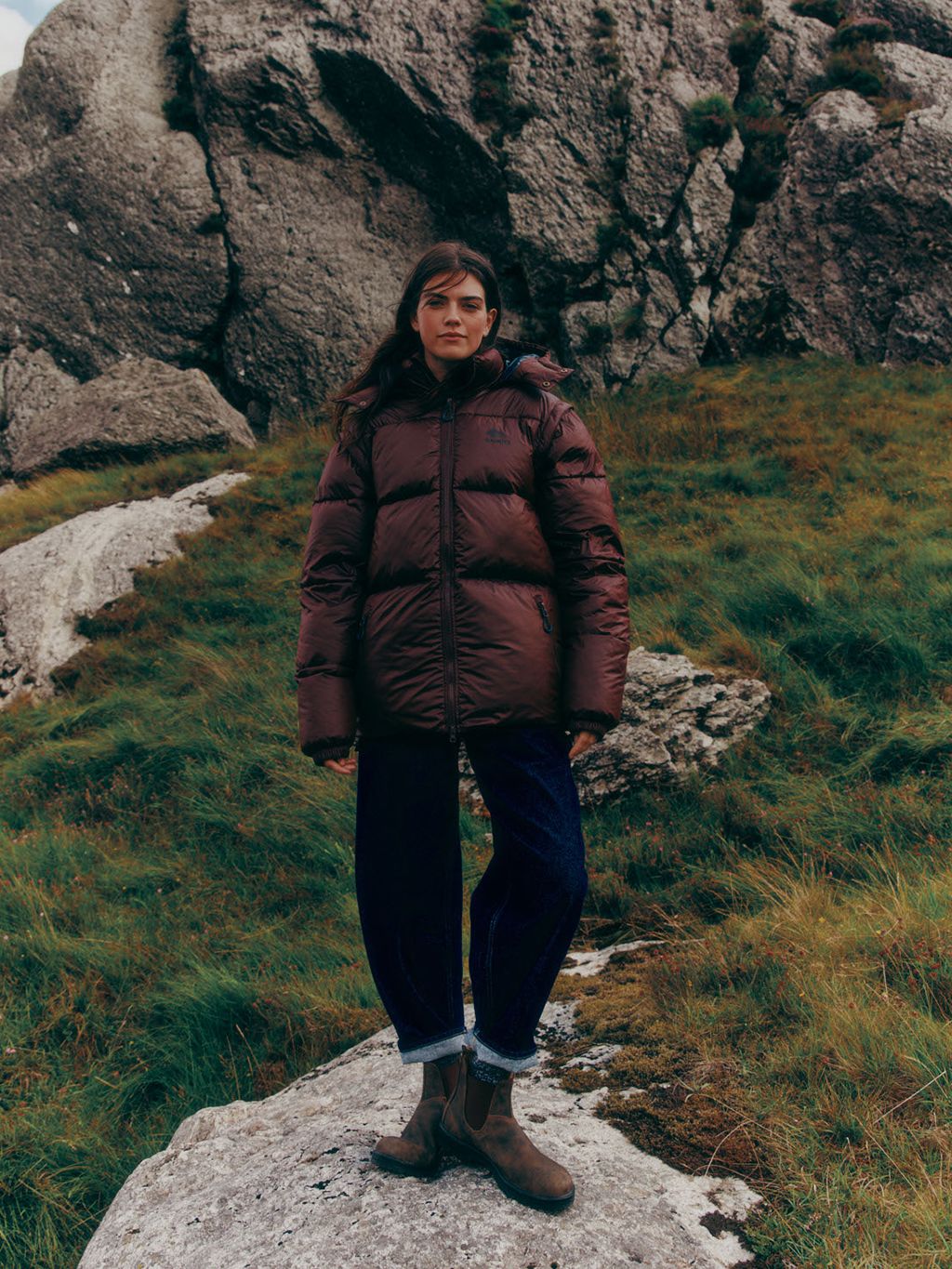 Orkney Multiway Detachable Sleeves Puffer Coat in Burgundy