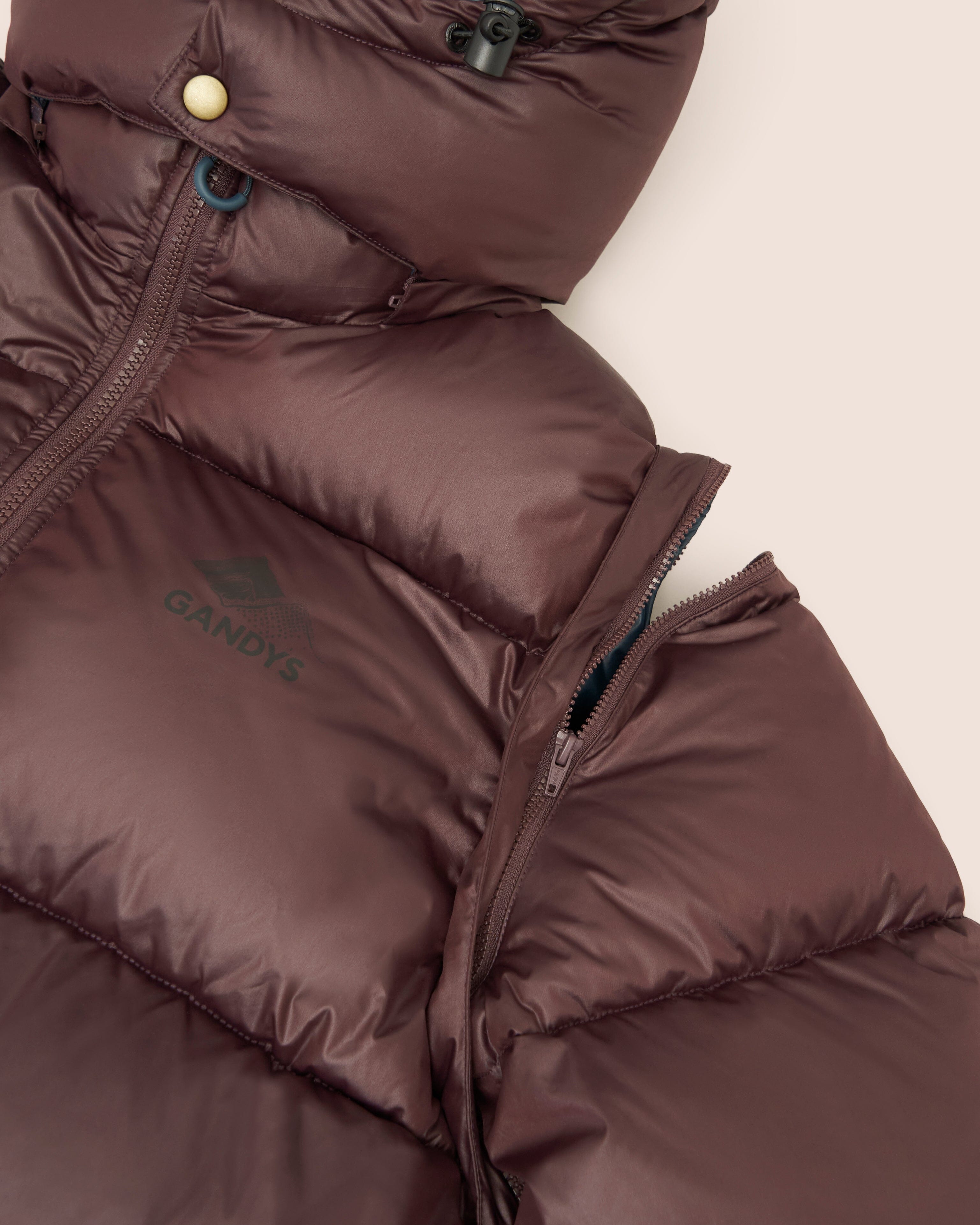 Orkney Multiway Detachable Sleeves Puffer Coat in Burgundy