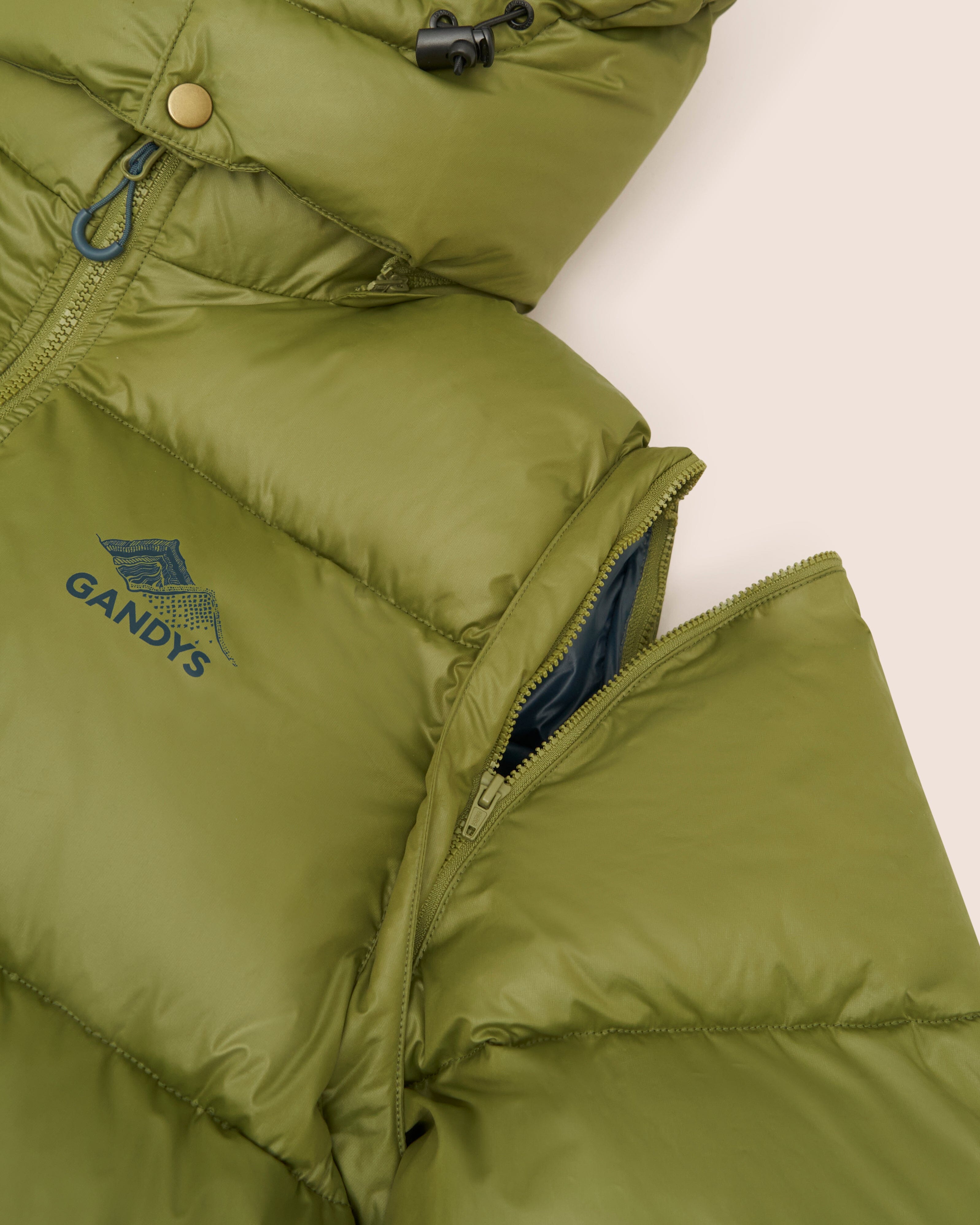 Orkney Multiway Detachable Sleeves Puffer Coat in Green