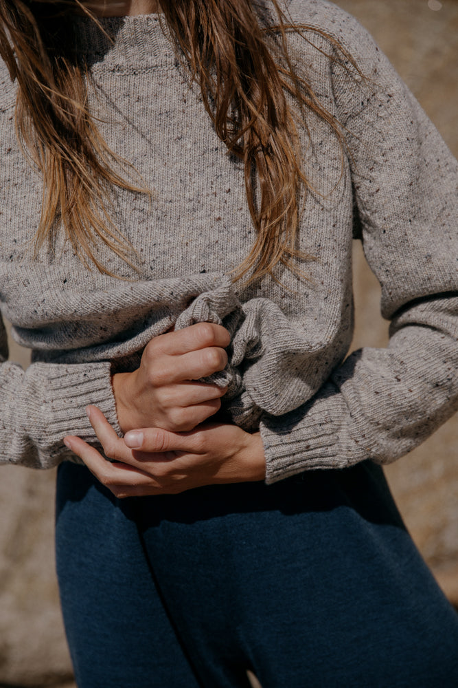 Donegal Merino Wool Sweater in Stone