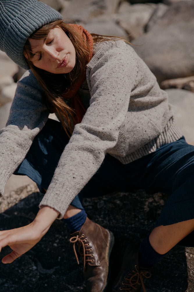 Donegal Merino Wool Sweater in Stone