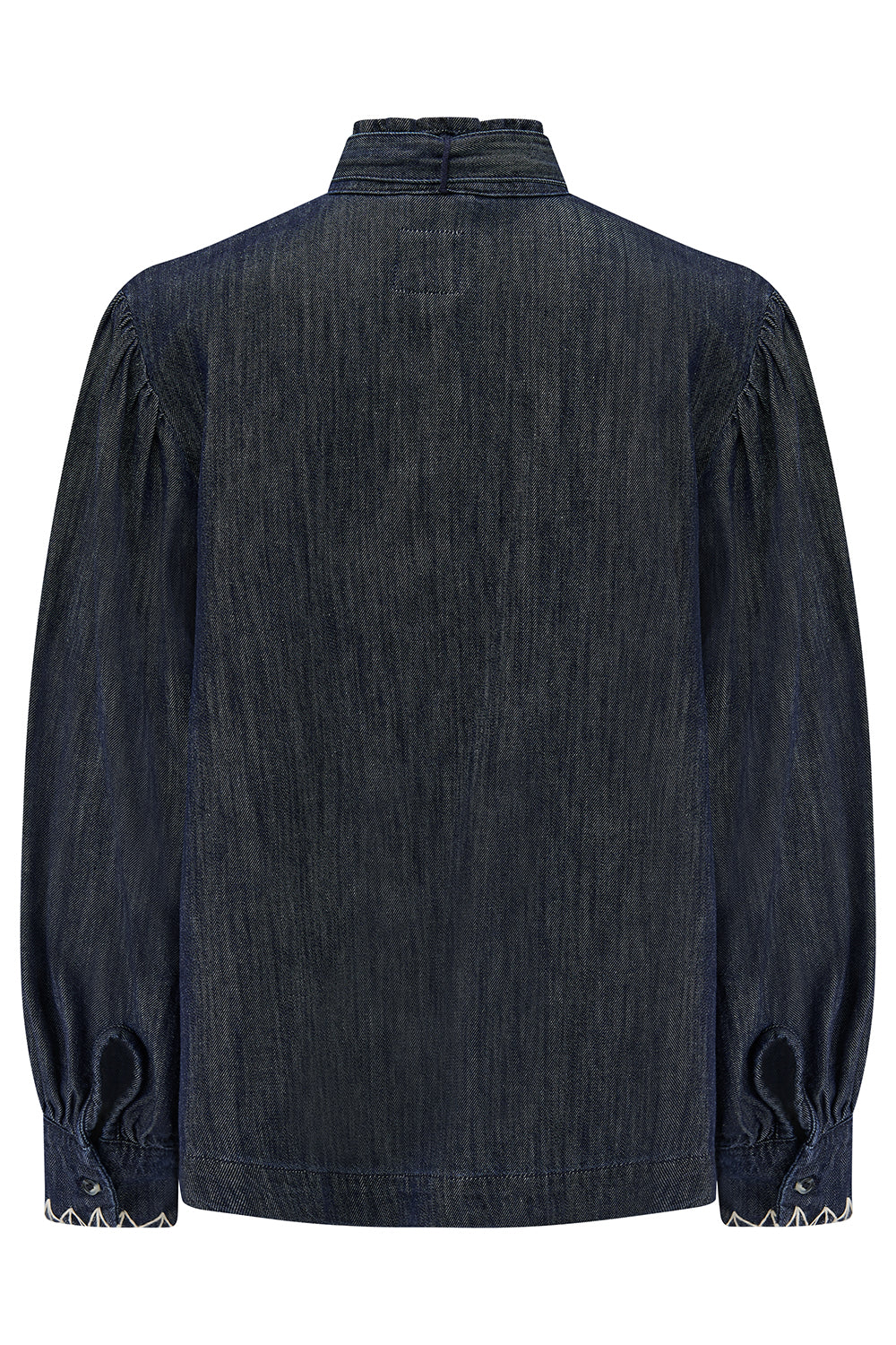 Poet Pussybow Denim Blouse in Pacific Blue