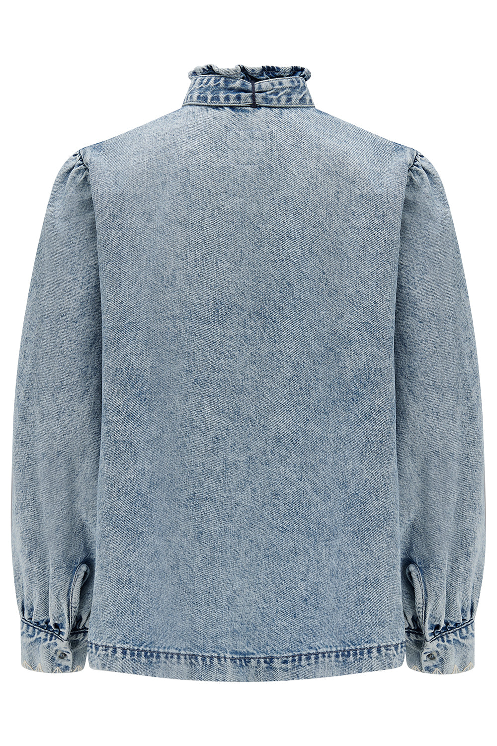 Poet Pussybow Denim Blouse in Newport