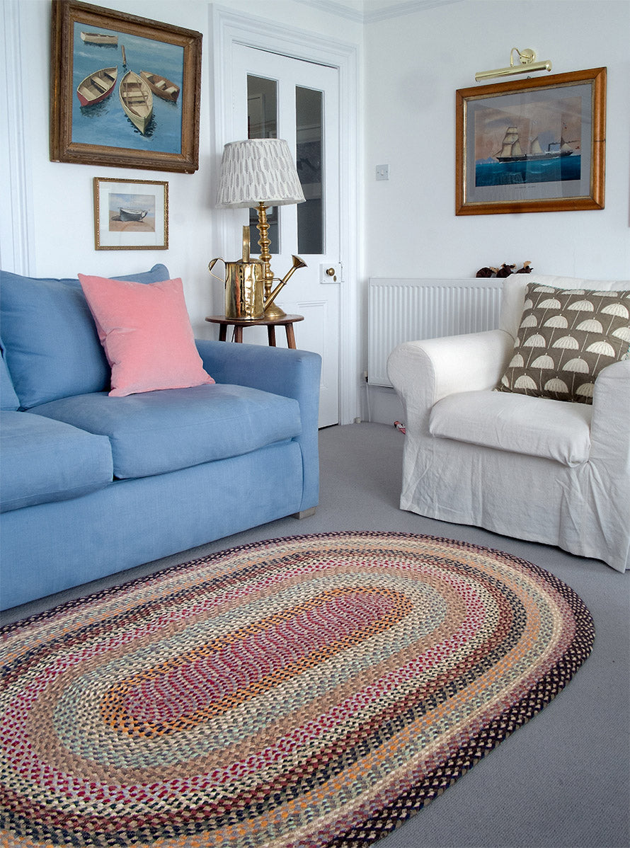 Misty Blue Oval Jute Rug