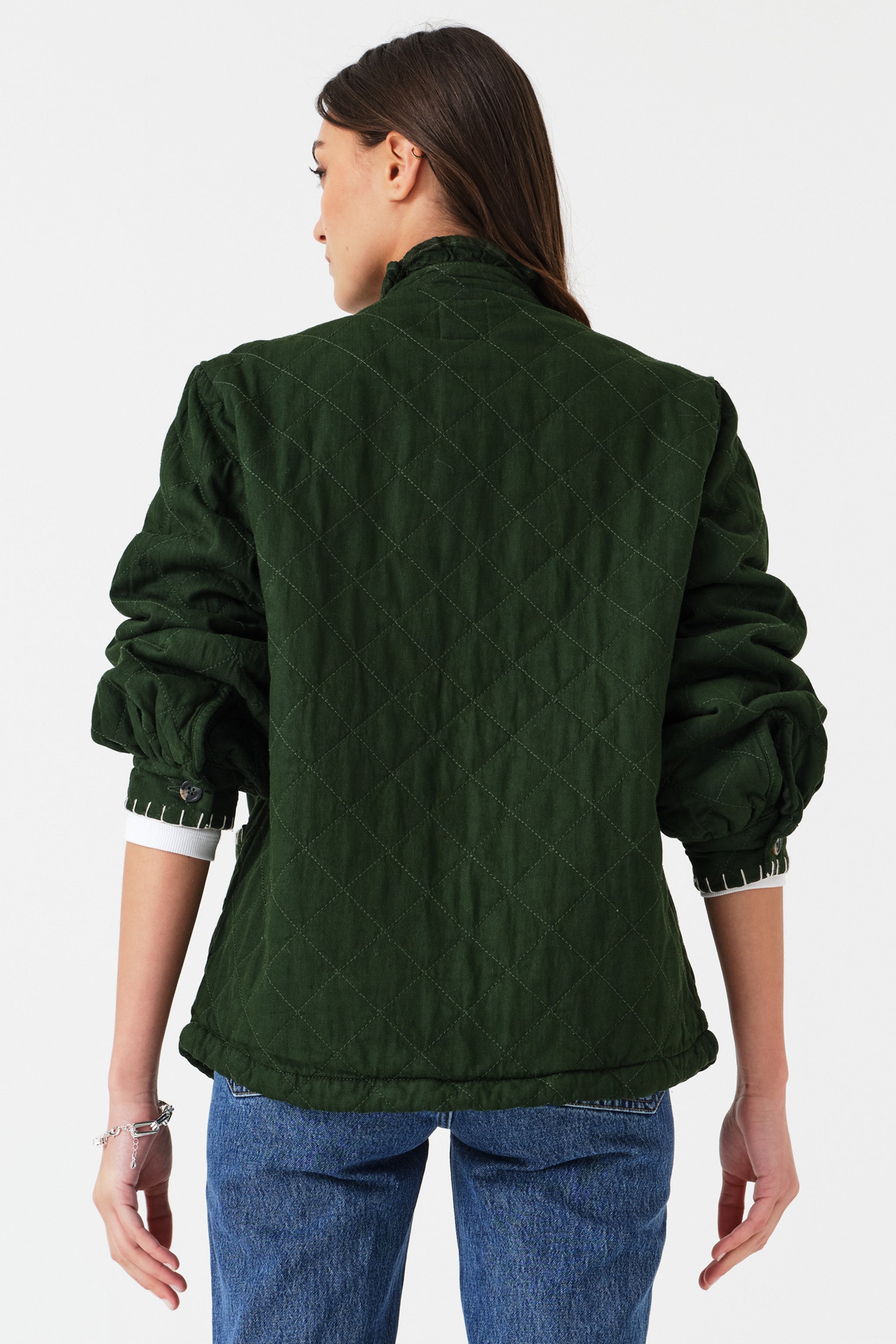 Pablo Quilted Denim Jacket in Dark Pine
