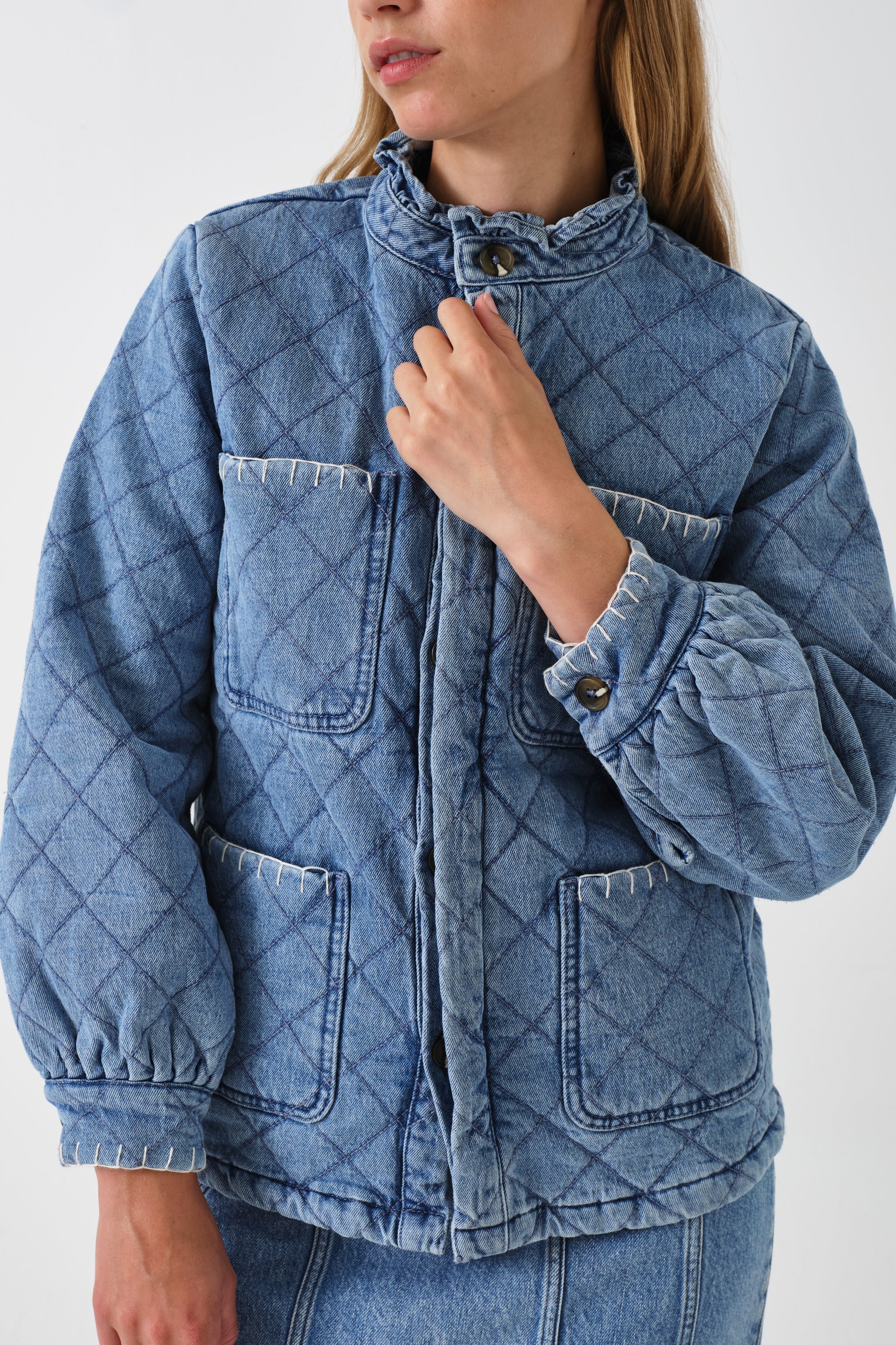 Pablo Quilted Denim Jacket in Rodeo