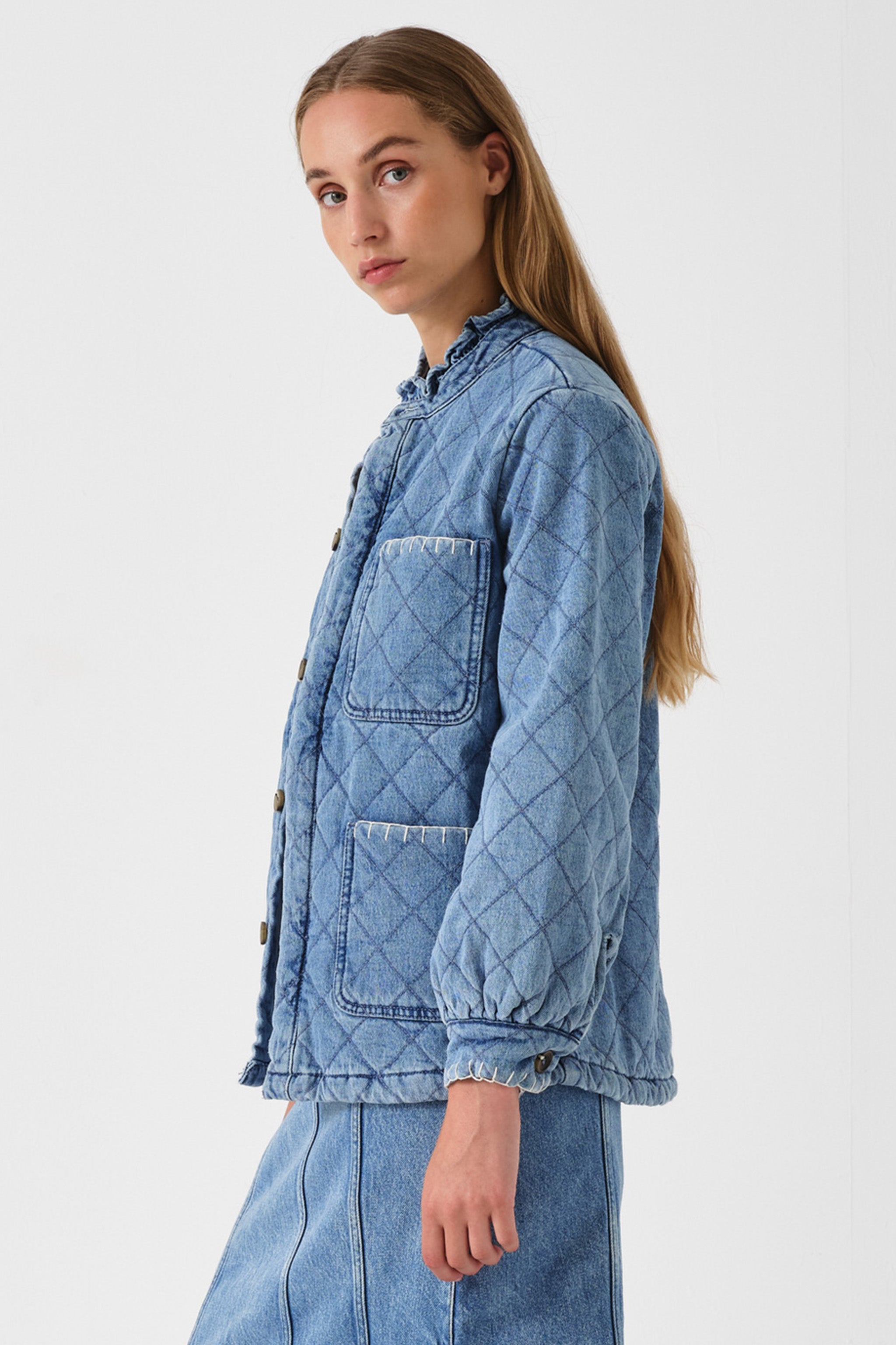 Pablo Quilted Denim Jacket in Rodeo