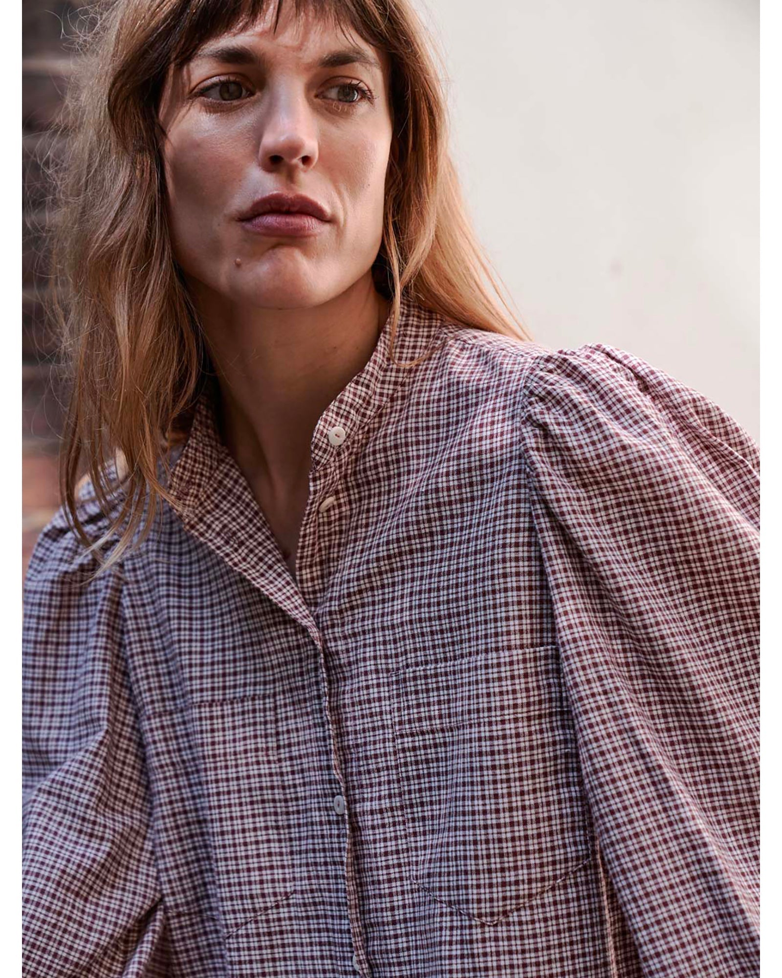 ingrid blouse | burgundy check