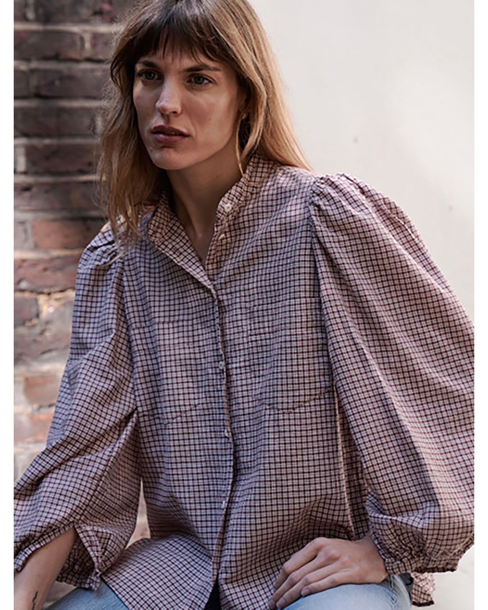 ingrid blouse | burgundy check