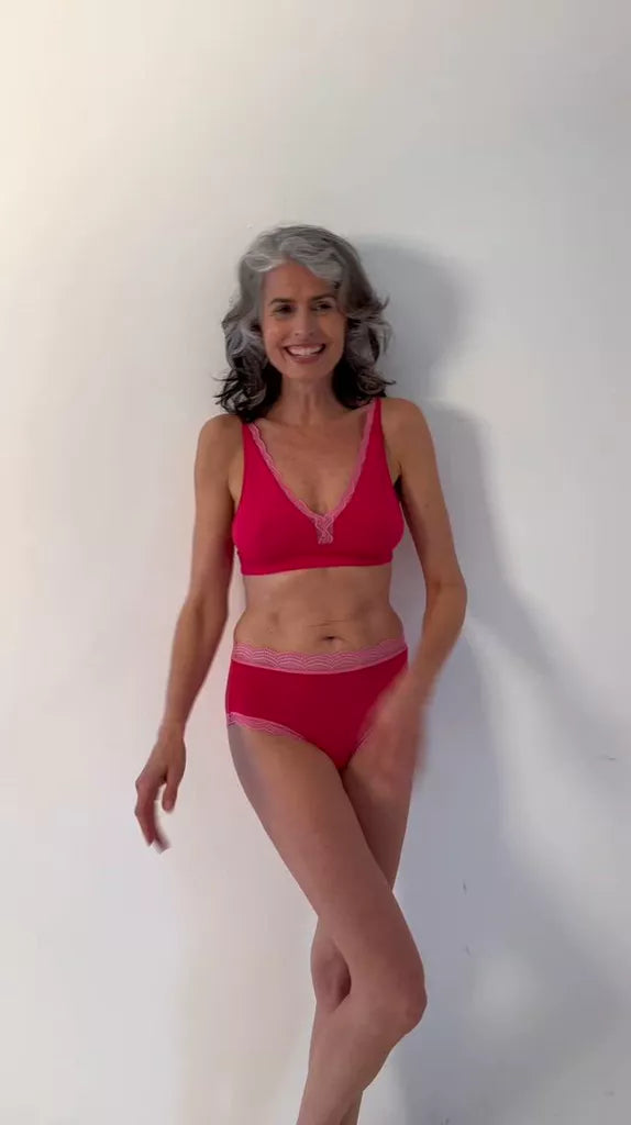High Rise Knicker- Lipstick Red & Pink Cosmos