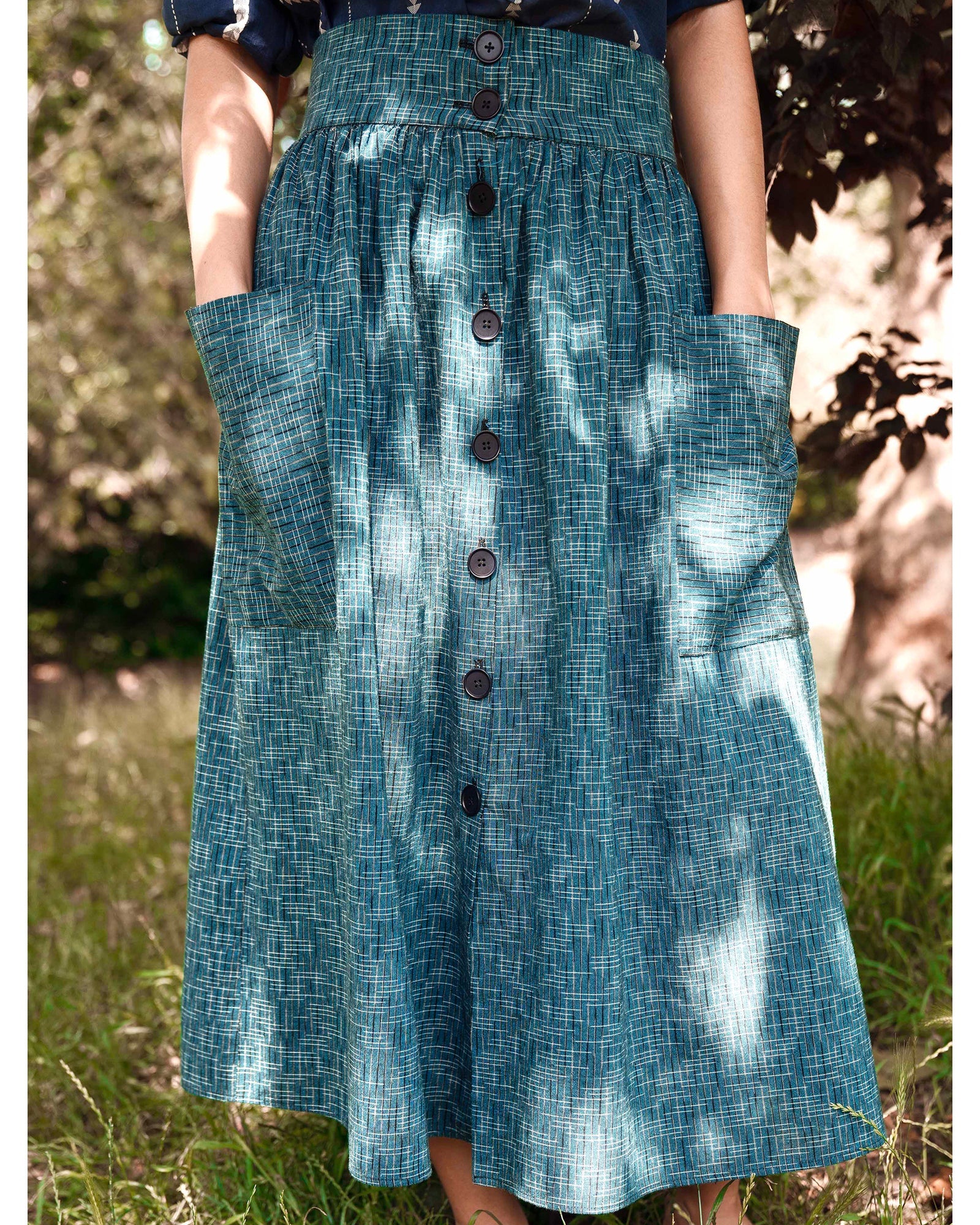 rosa skirt - indigo ikat