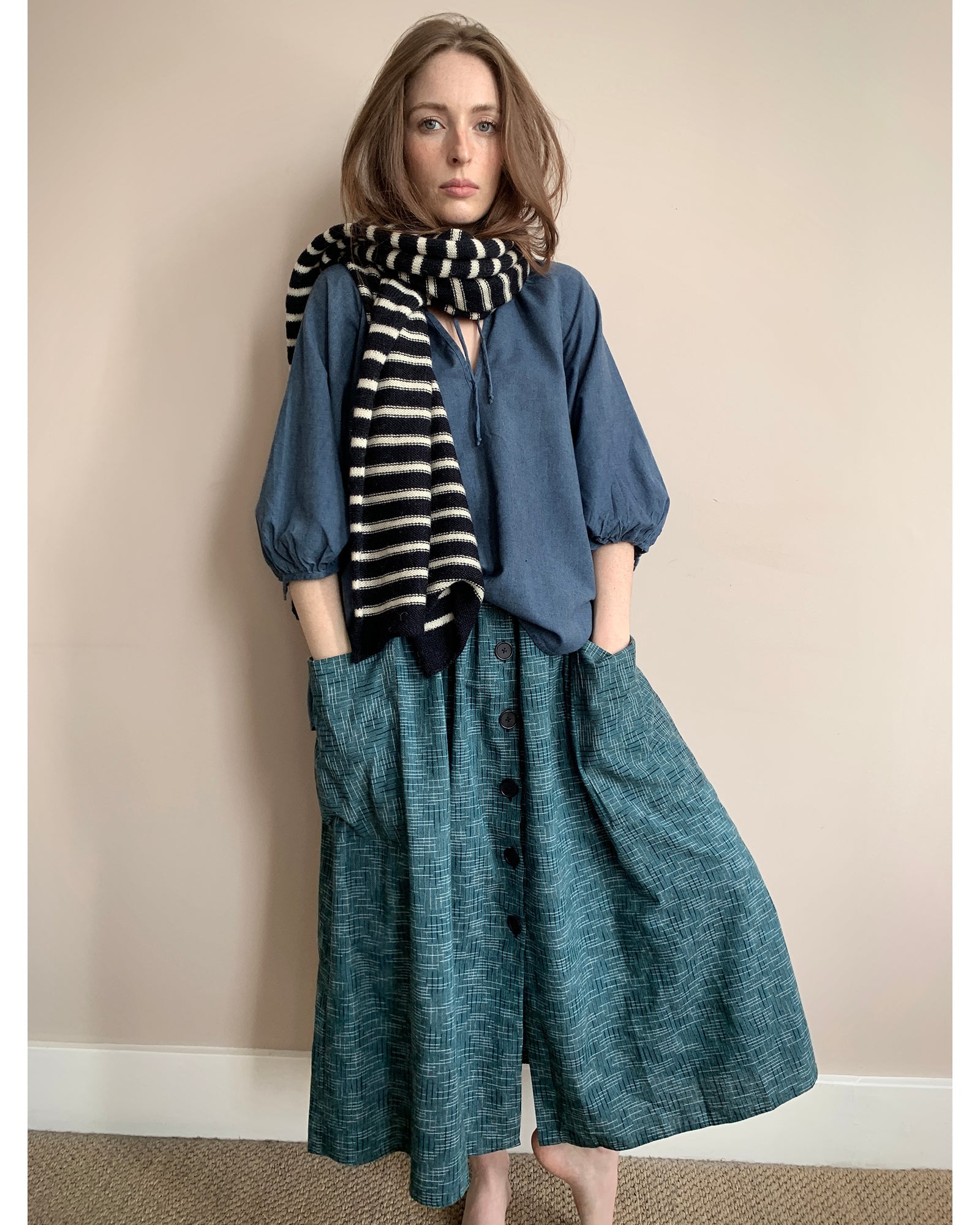 rosa skirt - indigo ikat