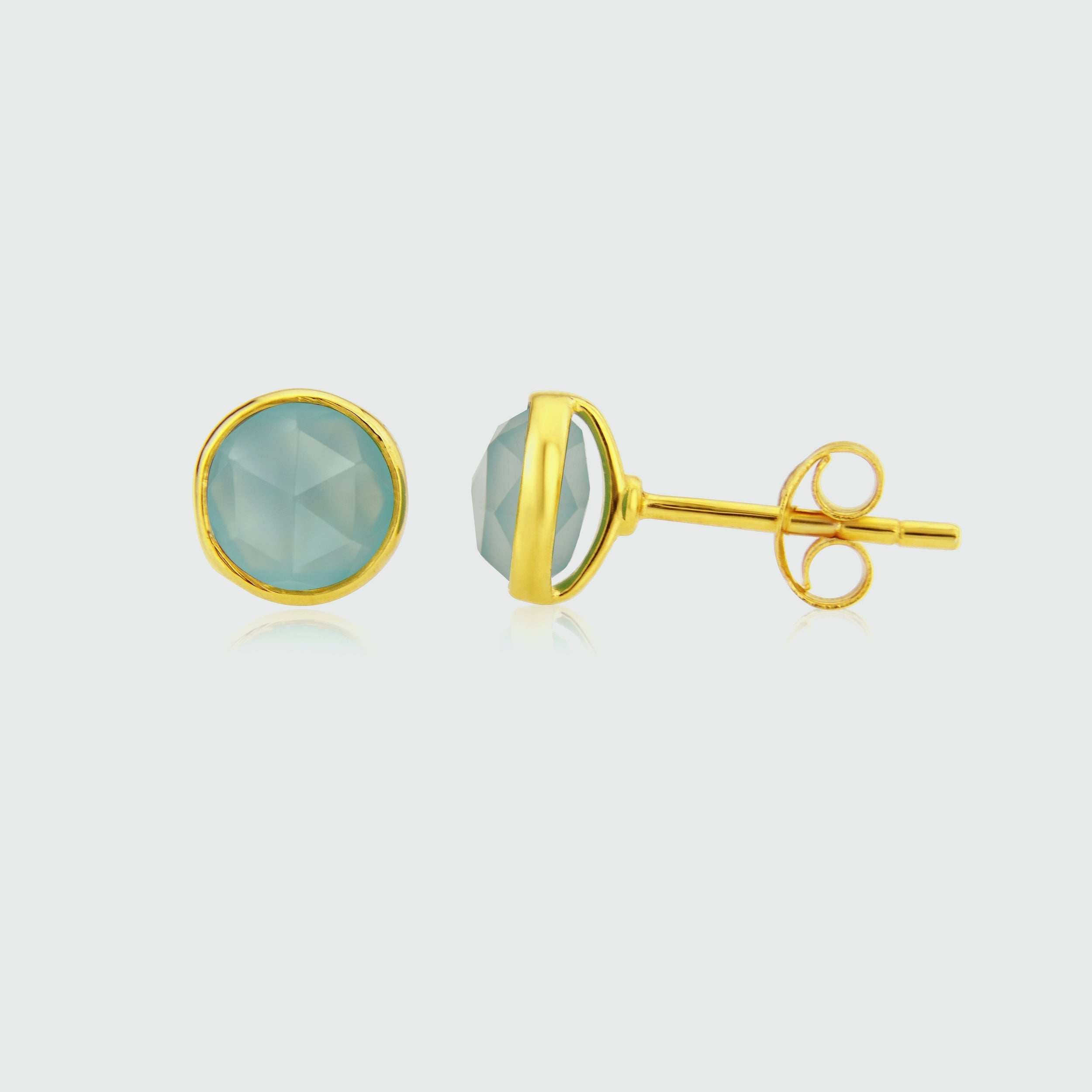 Savanne Gold Vermeil and Aqua Chalcedony Stud Earrings