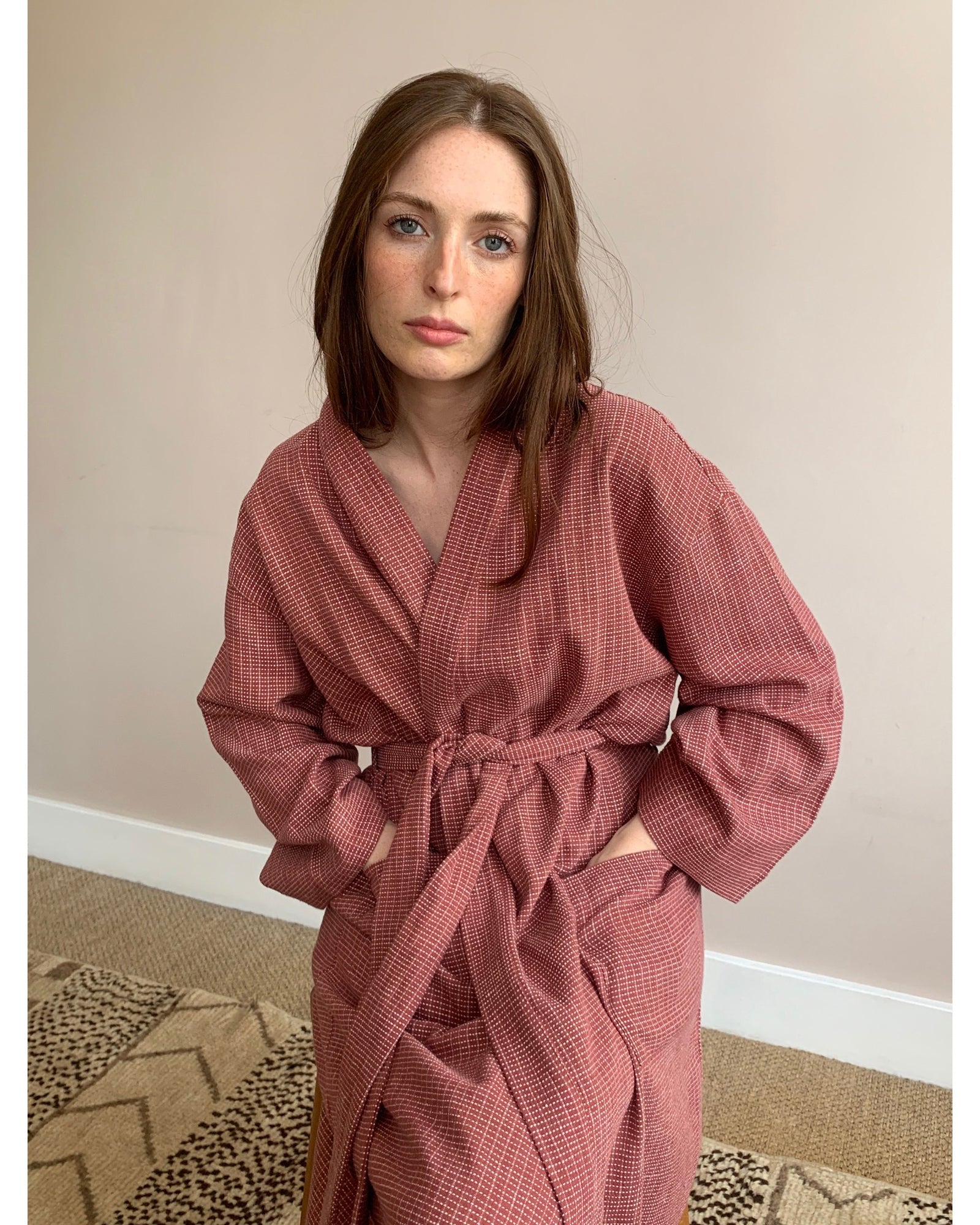noa dressing gown | terracotta