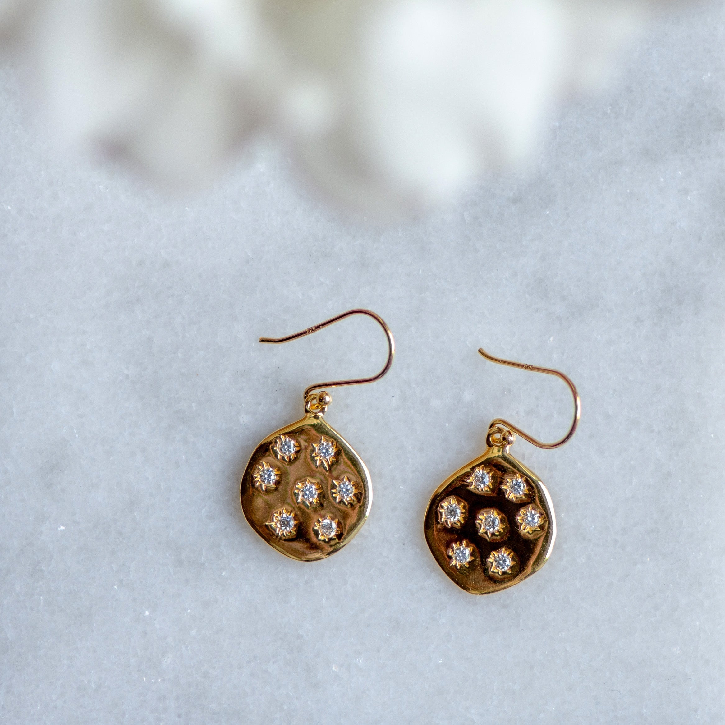 Stargazer Earrings in Gold and Zirconia