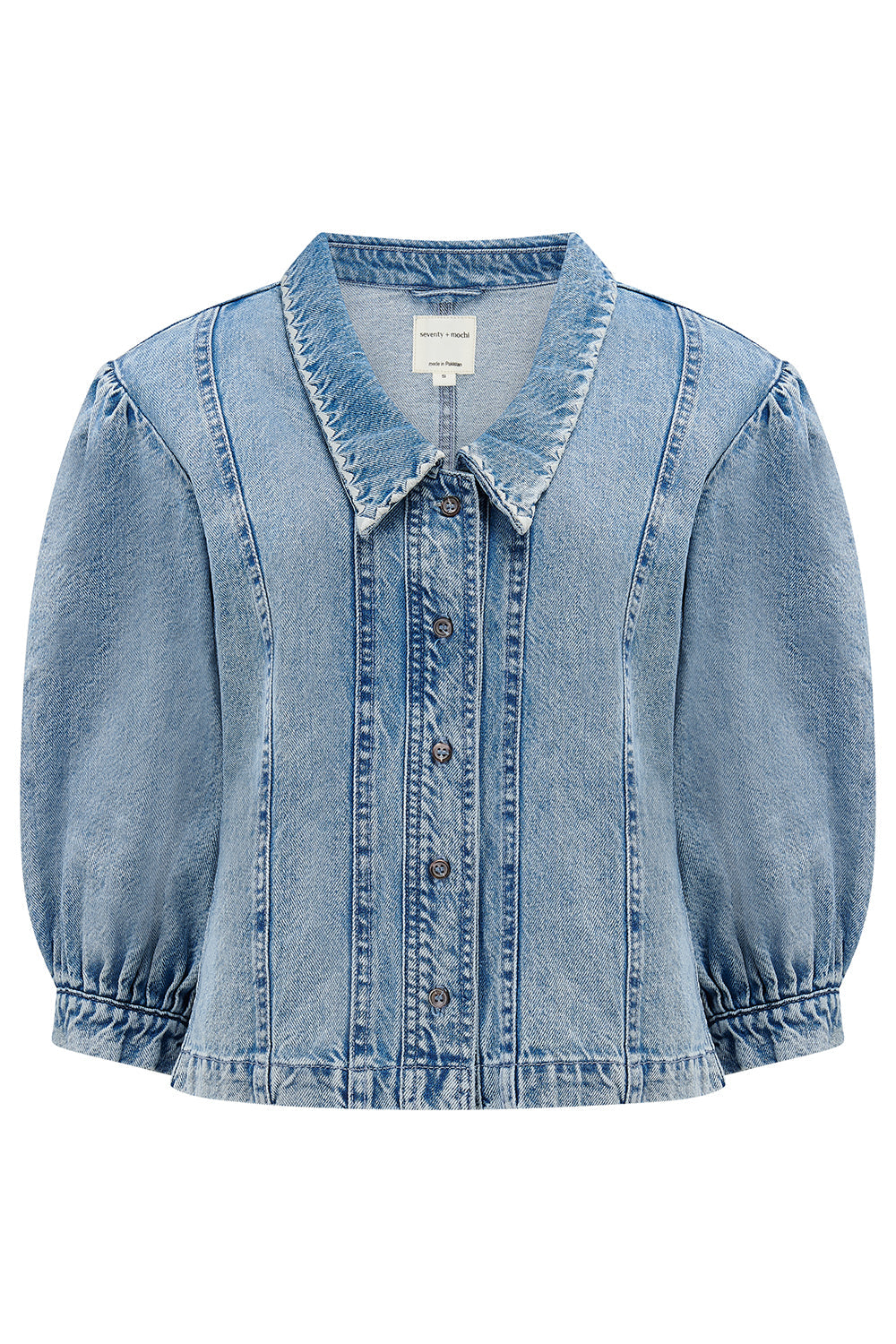 Talia Collared Denim Top in Newport