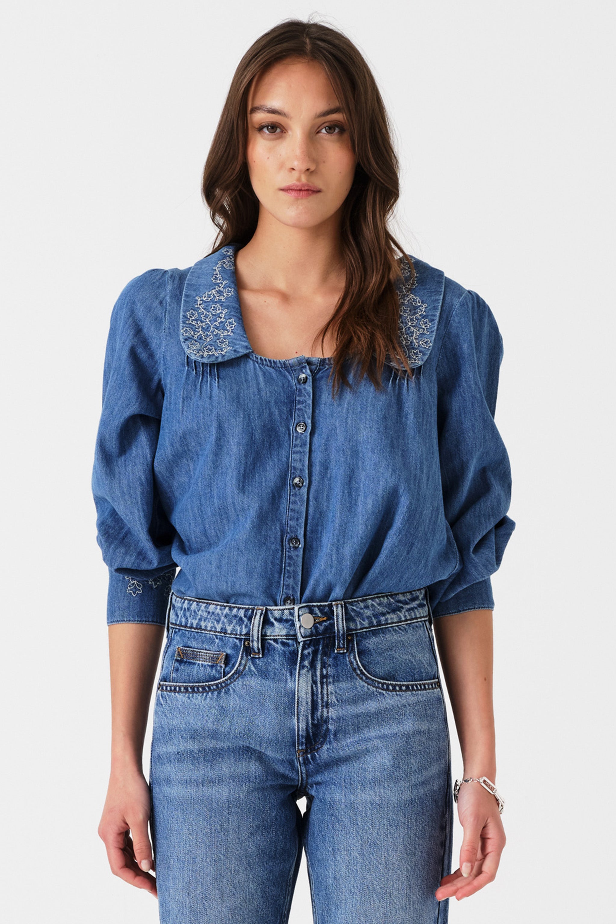 Tania Collared Blouse in Napa