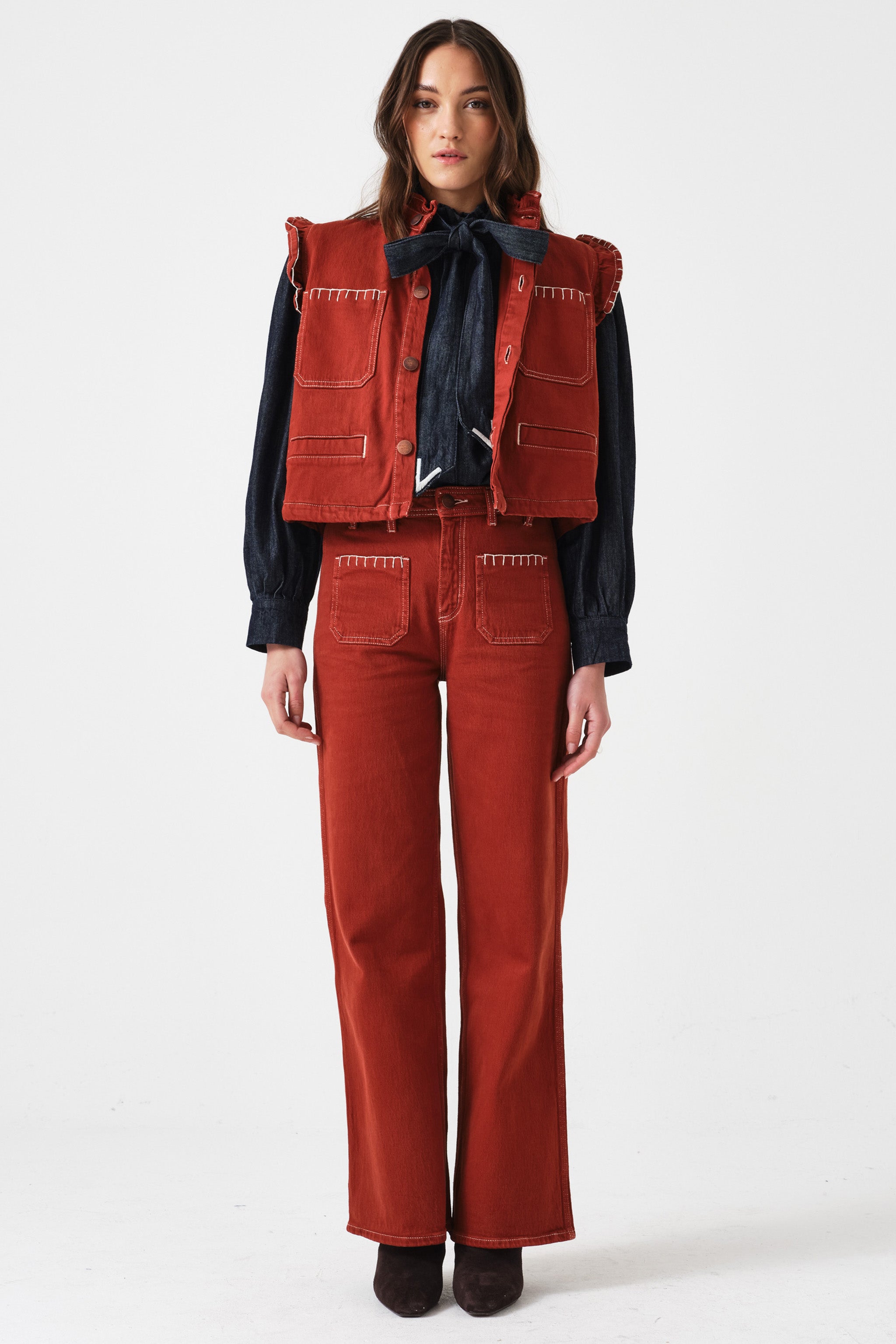 Mabel Jean Patch Pocket in Dark Rust