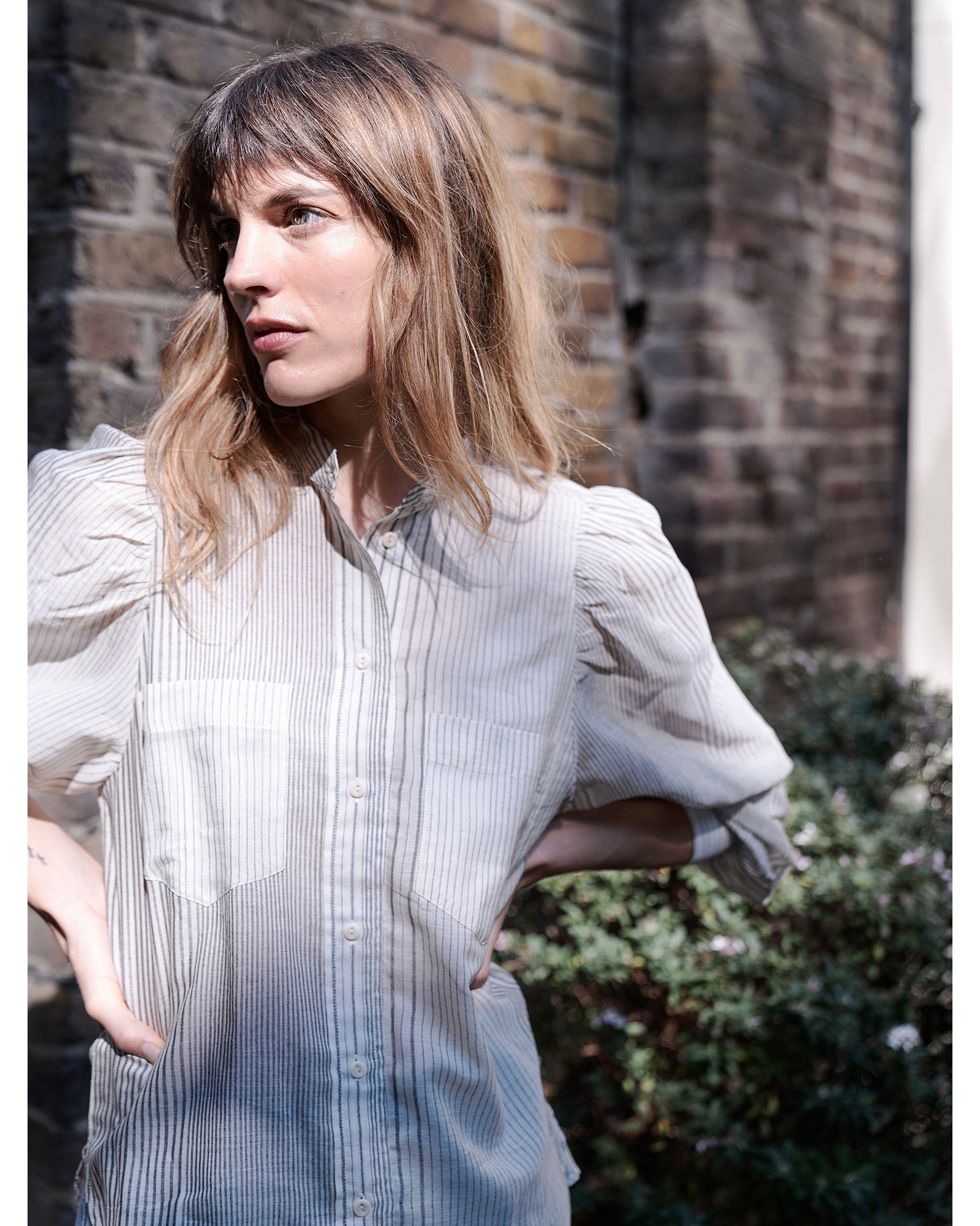 ingrid blouse | black and ecru stripe