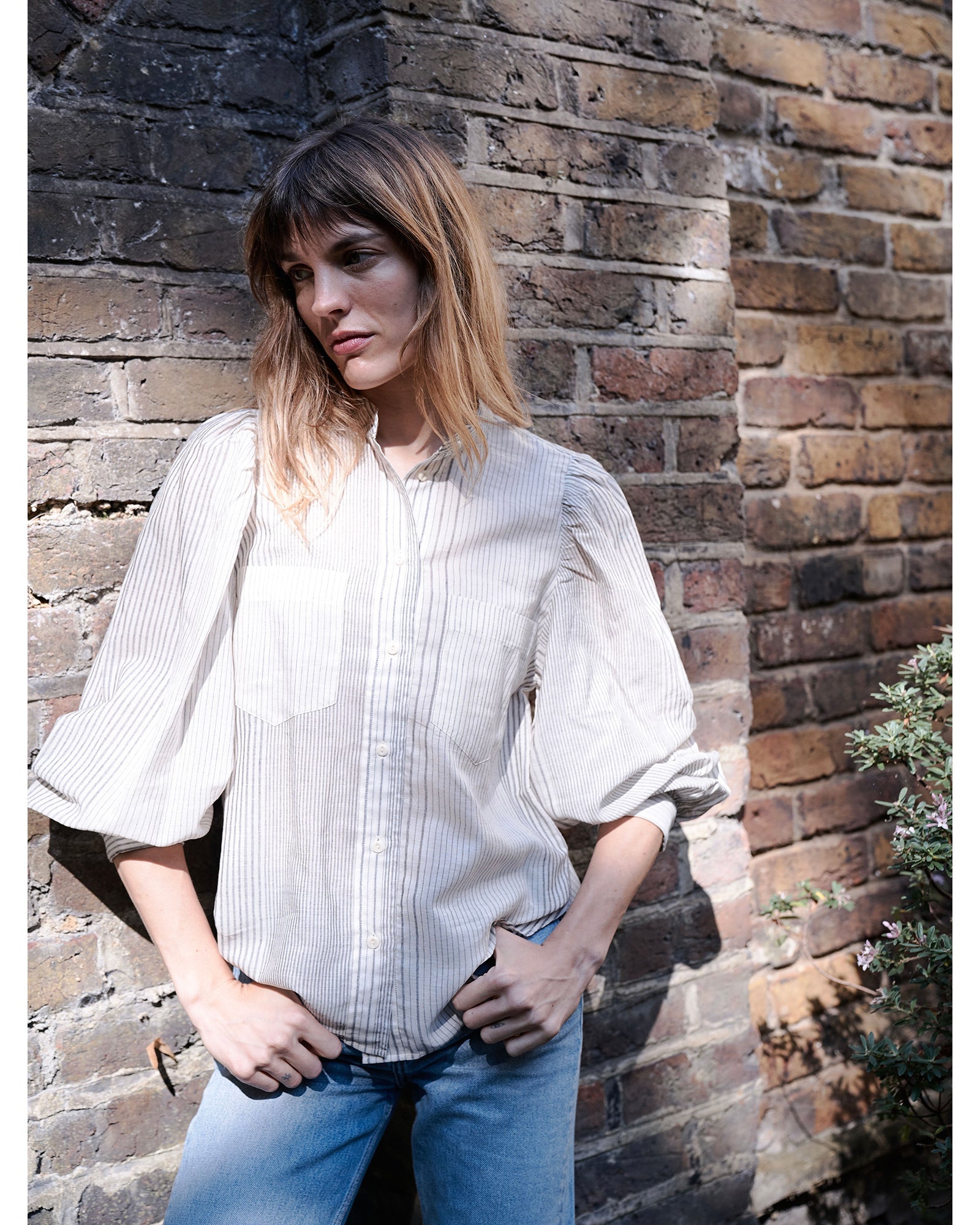 ingrid blouse | black and ecru stripe