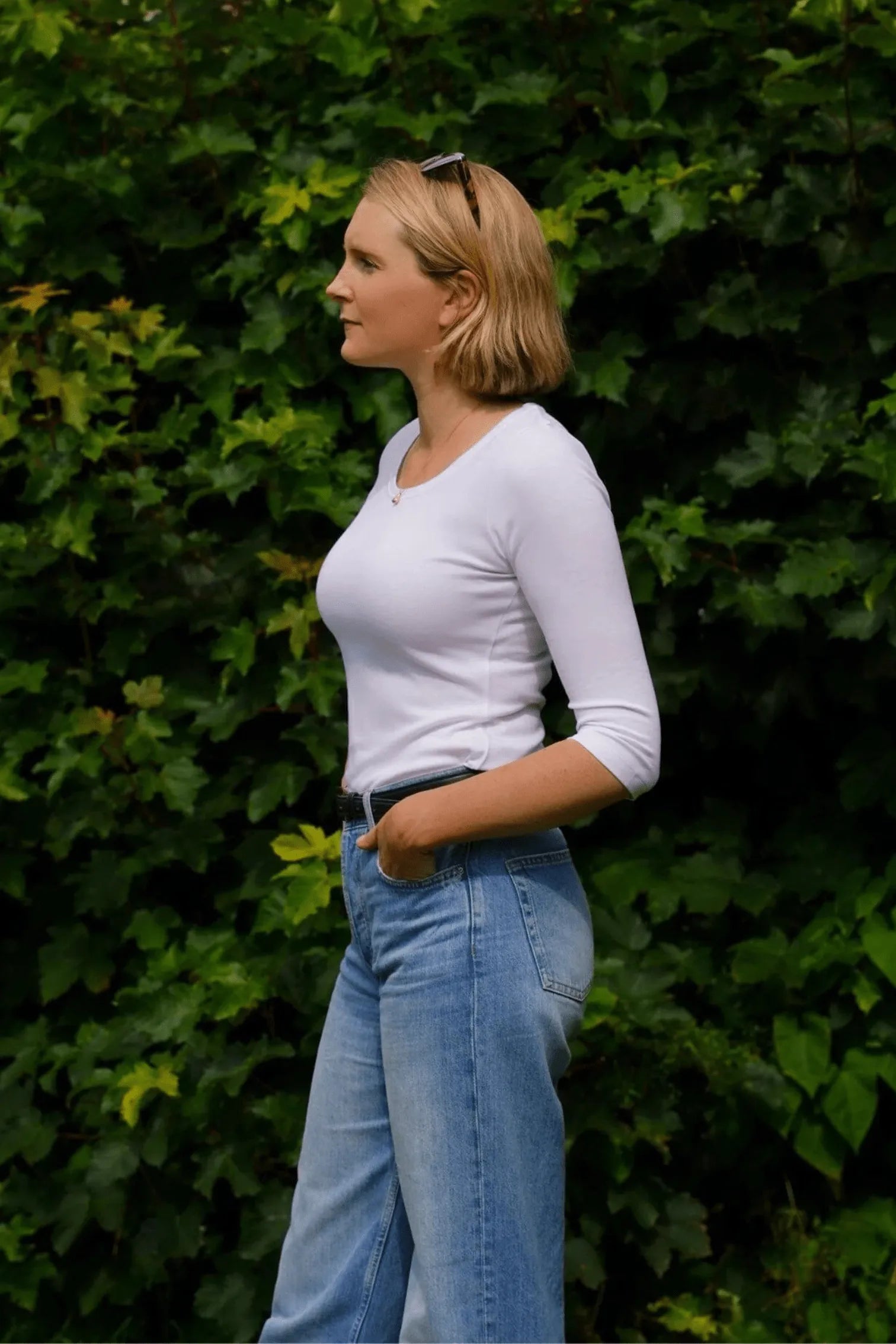 3/4 Sleeve Scoop Neck Cotton Modal Blend T-Shirt