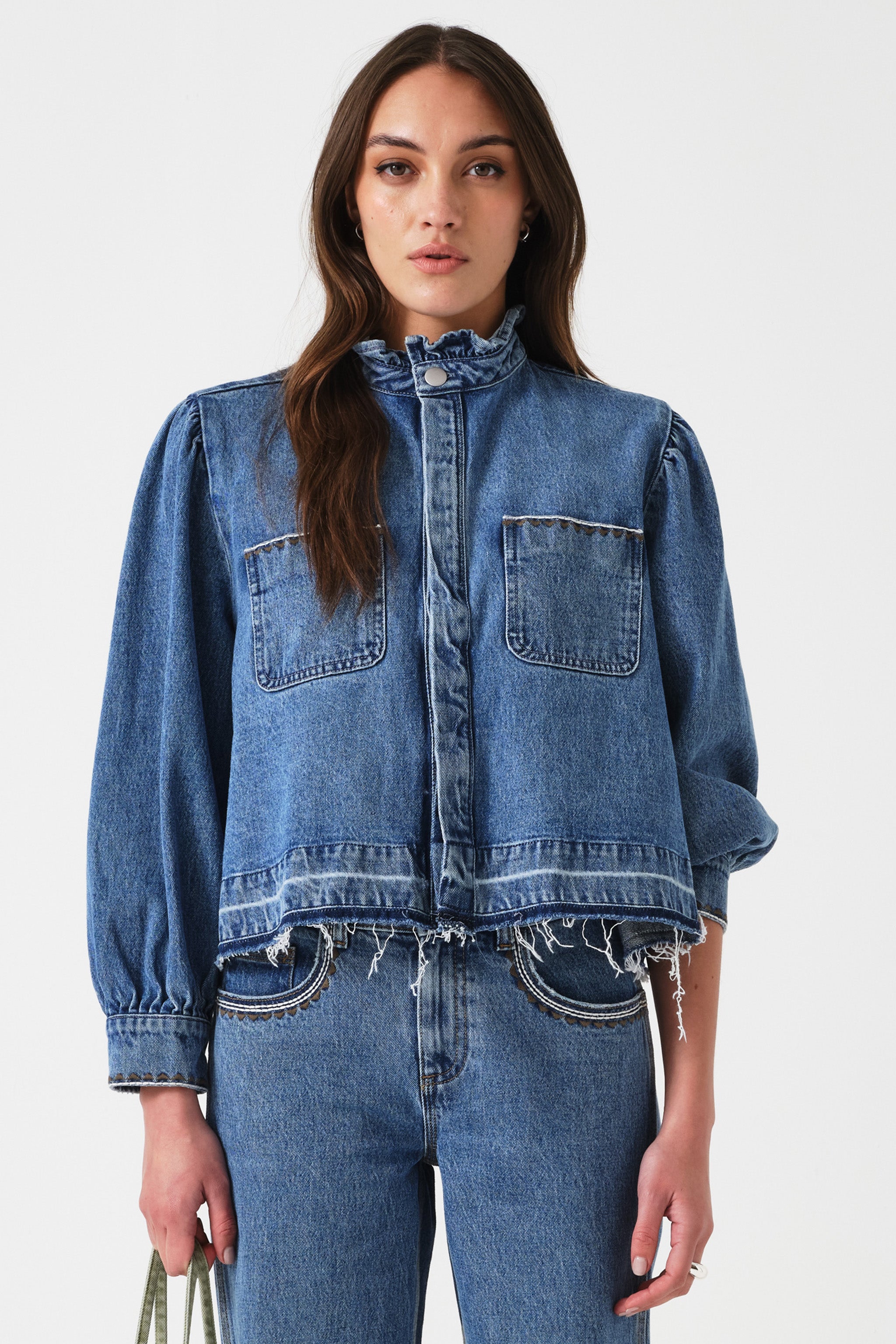 Ziggy Cropped Denim Jacket in Rodeo
