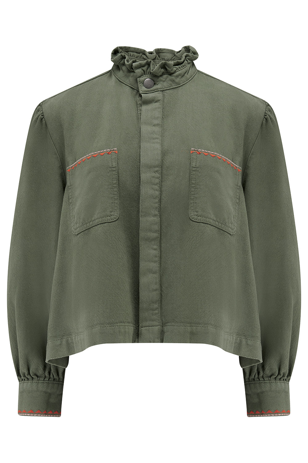 Ziggy Cropped Denim Jacket in Khaki